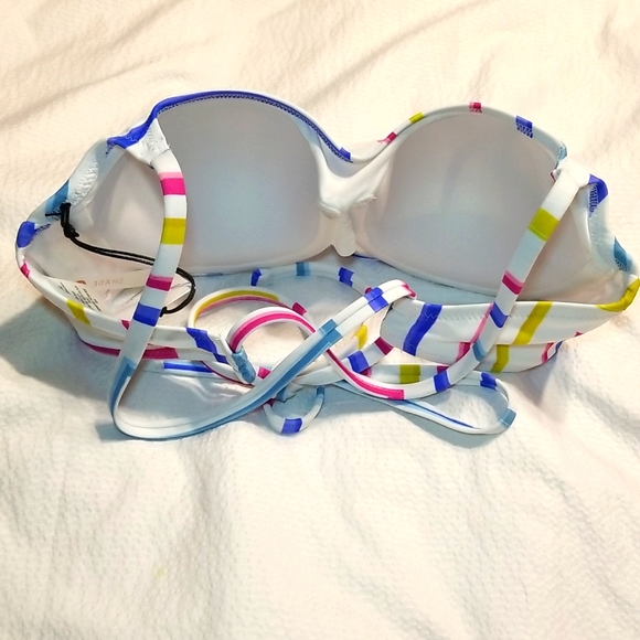 NWT LIGHT LIFT UNDERWIRE CROSS BACK TIE ADJUSTABLE SWIM BIKINI BRA TOP - Picture 4 of 4